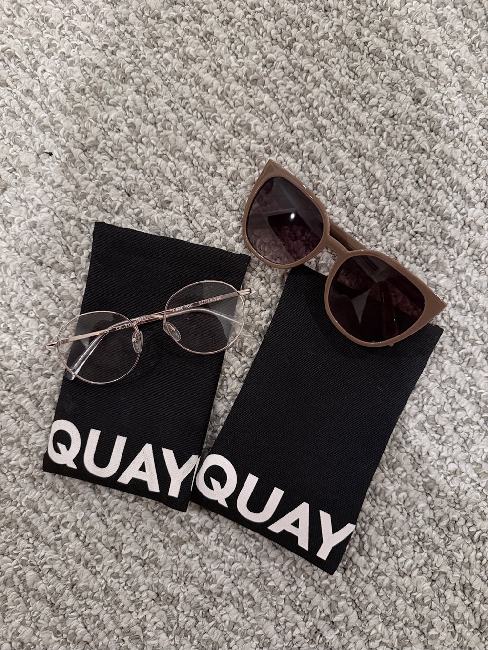 Quay Australia Taupe Cat-Eye Sunglasses with Dark Lenses